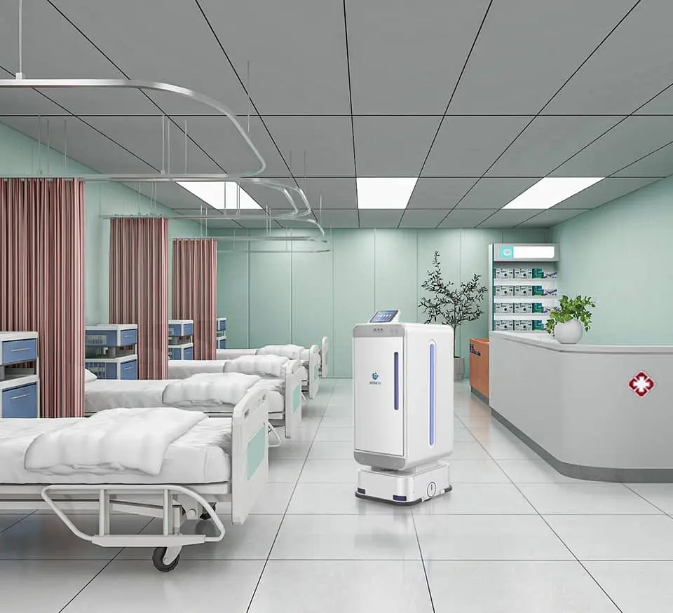 Serviceroboter transportiert Medikamente und Material im Krankenhaus